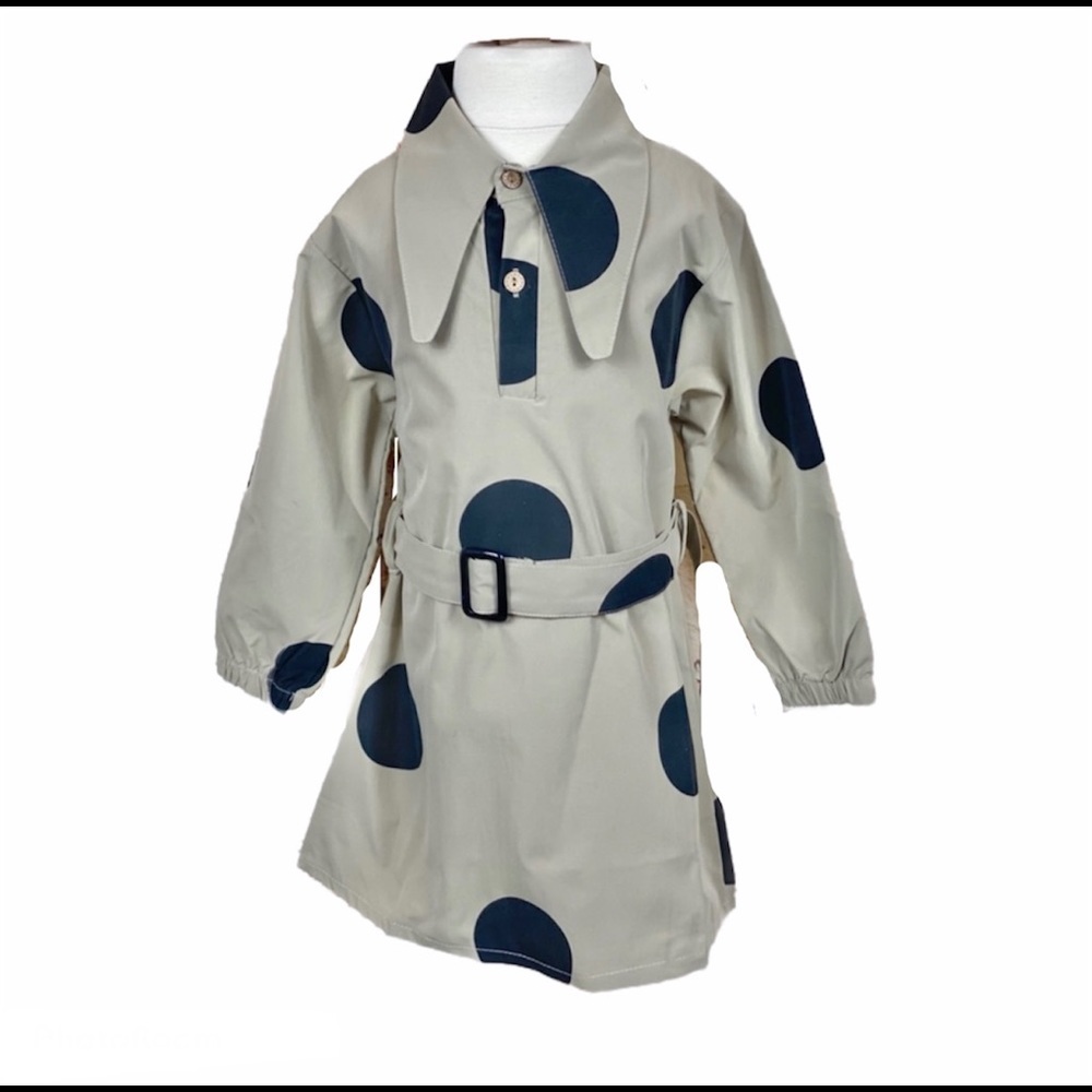 New I Spy Polka Dot 2 Piece Belted Trench Coat Kids Dress